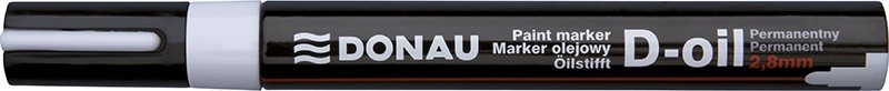 წყალგამძლე პერმანენტ მარკერი (უშლადი) DONAU D-OIL 2.8მმ თეთრი