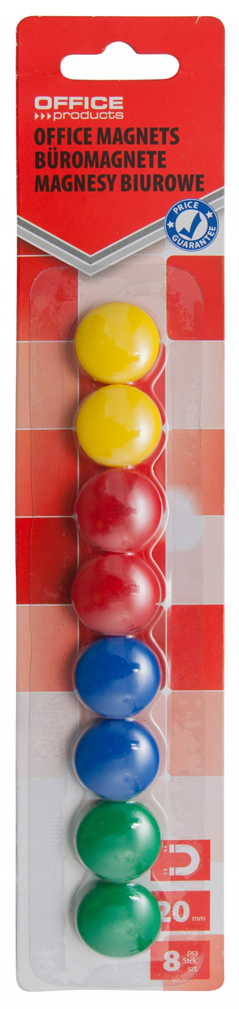 დაფის მაგნიტი OFFICE PRODUCTS ფერადი (20მმ) 8 ცალი
