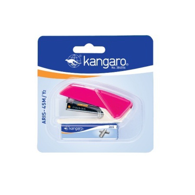 სტეპლერი MINI N24/6; 26/6 KANGARO ARIS-45M/Y2, შერეული ფერები + სტეპლერის ტყვია (15 ფურცლისთვის)