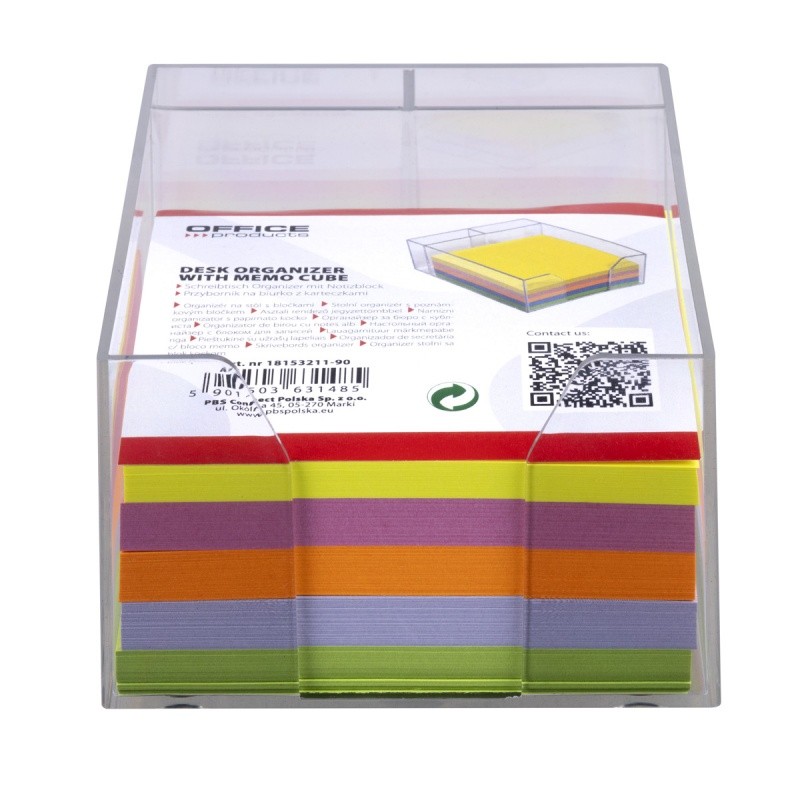 სამაგიდო პლასტმასის ორგანაიზერი ფერადი არაწებოვანი ჩასანიშნი 82X82მმ, OFFICE PRODUCTS