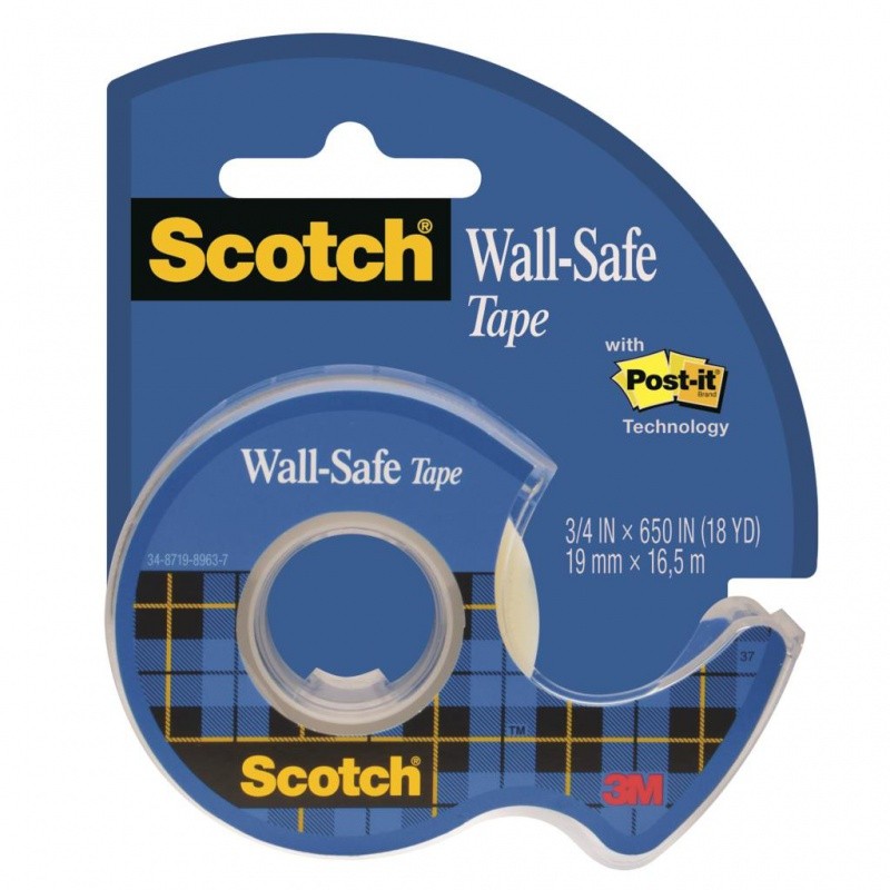 SCOTCH® WALL-SAFE TAPE, 19 MM X 16.5 M ON HANDHELD DISPENSER