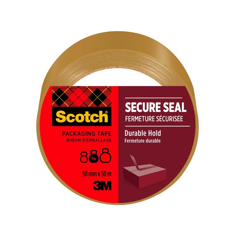 SCOTCH® SECURE SEAL PACKING TAPE, BROWN, 50MM X 50M, 1 ROLL