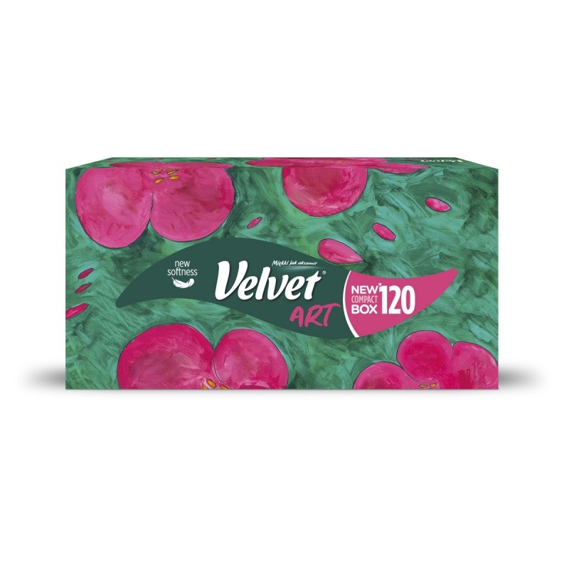 სამაგიდე სალფეთკი VELVET ART მუყაოს დისპენსერში, 3 ფენა, 120 ცალი