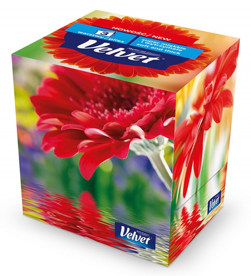 ხელსახოცი მუყაოს დისპანსერით (60 ცალი) VELVET (3 ფენა)